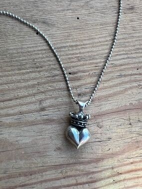 Vintage- King Baby Studio- .925 Silver (Italy) Crown Heart Pendant Necklace